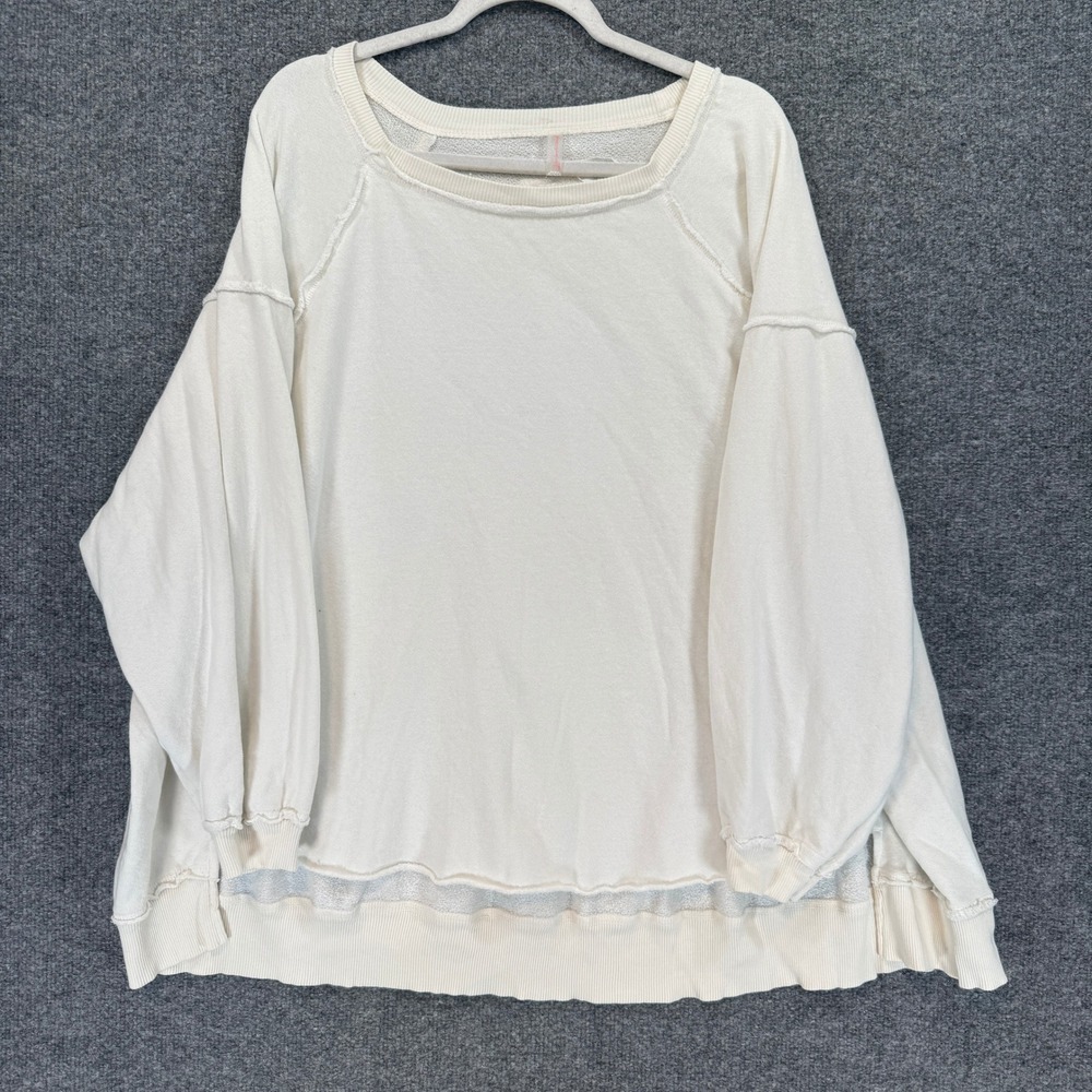 Free People FP Movement Sweatshirt Womens Small White Oversized Pullover Slouchy
